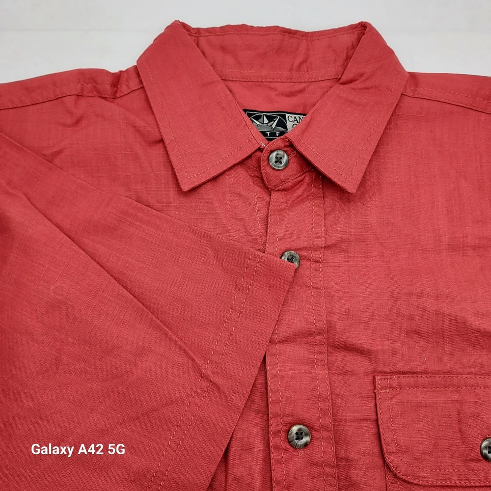 Canyon Guide Outfitters Mens Large Red Cotton Short Sleeve Button Down Shirt NEW